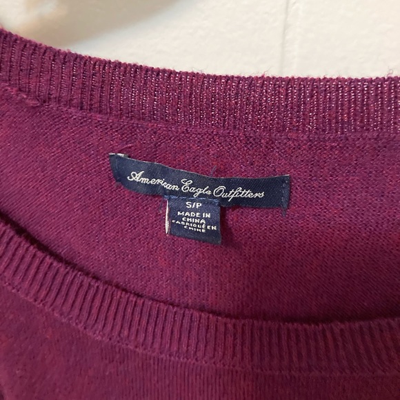 American Eagle Outfitters Lightweight Sweater Top with 3/4 Sleeves in Purple - Picture 5 of 5